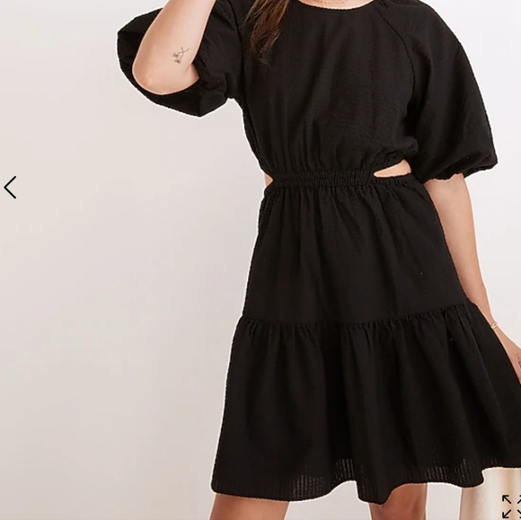 Seersucker Puff-Sleeve Cutout Mini Dress - Picture 12 of 12